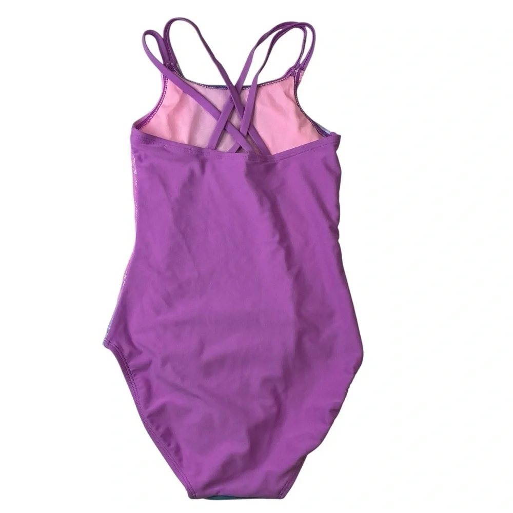 SO Girls One Piece Swimsuit‎ Shimmering Pink and Blue Swimwear Size M